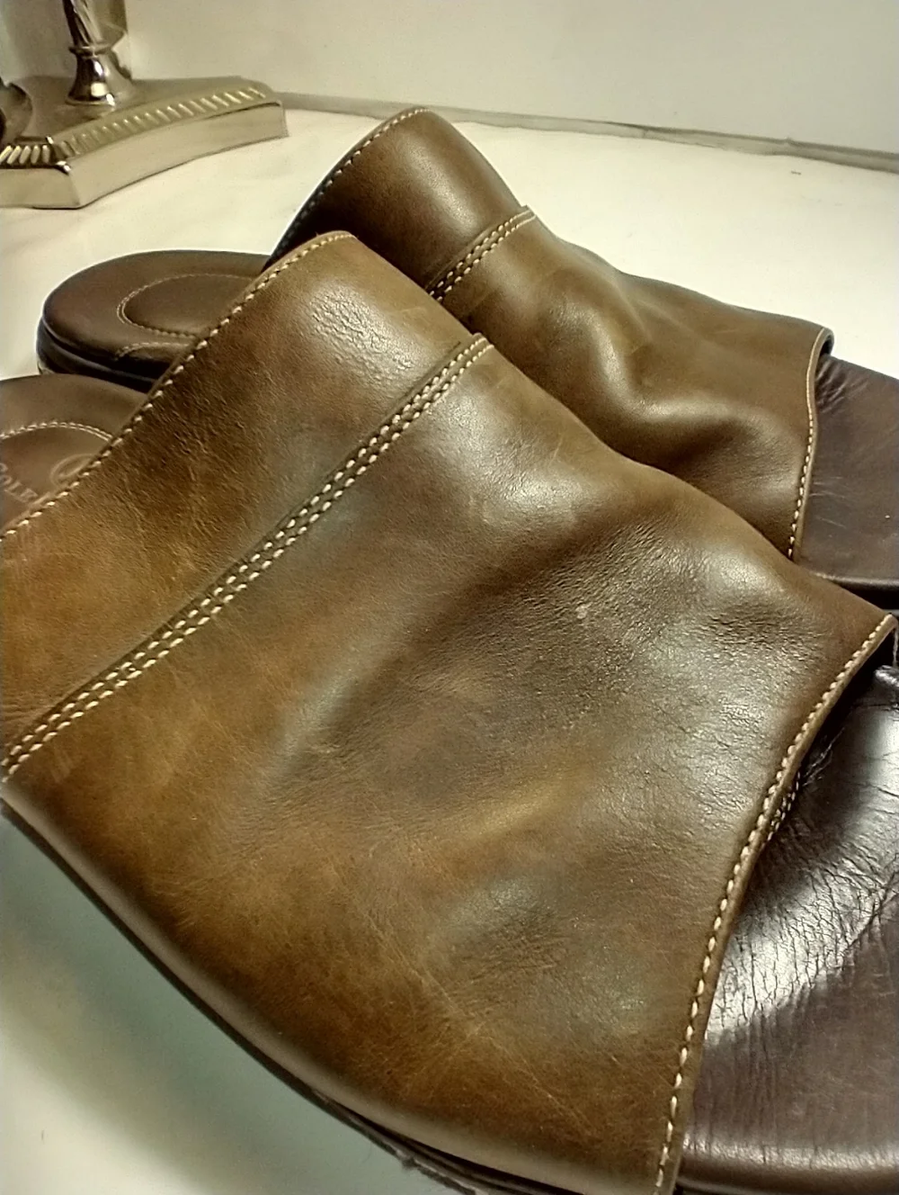 Cole Haan Brown Leather Casual Slide Sandals Men's sz 10.5M. - Picture 12 of 12